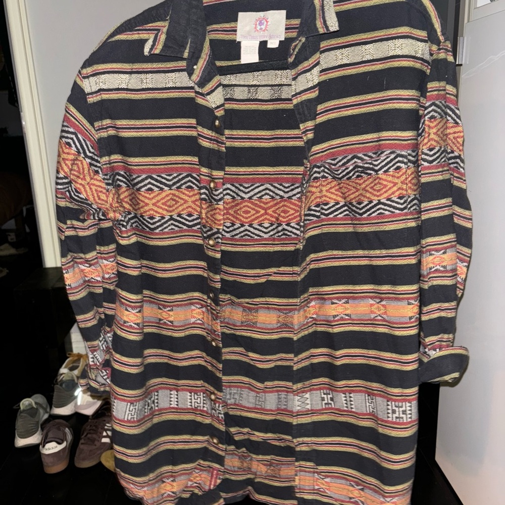 The Territory Ahead Black and Orange Casual Button Down Shirt